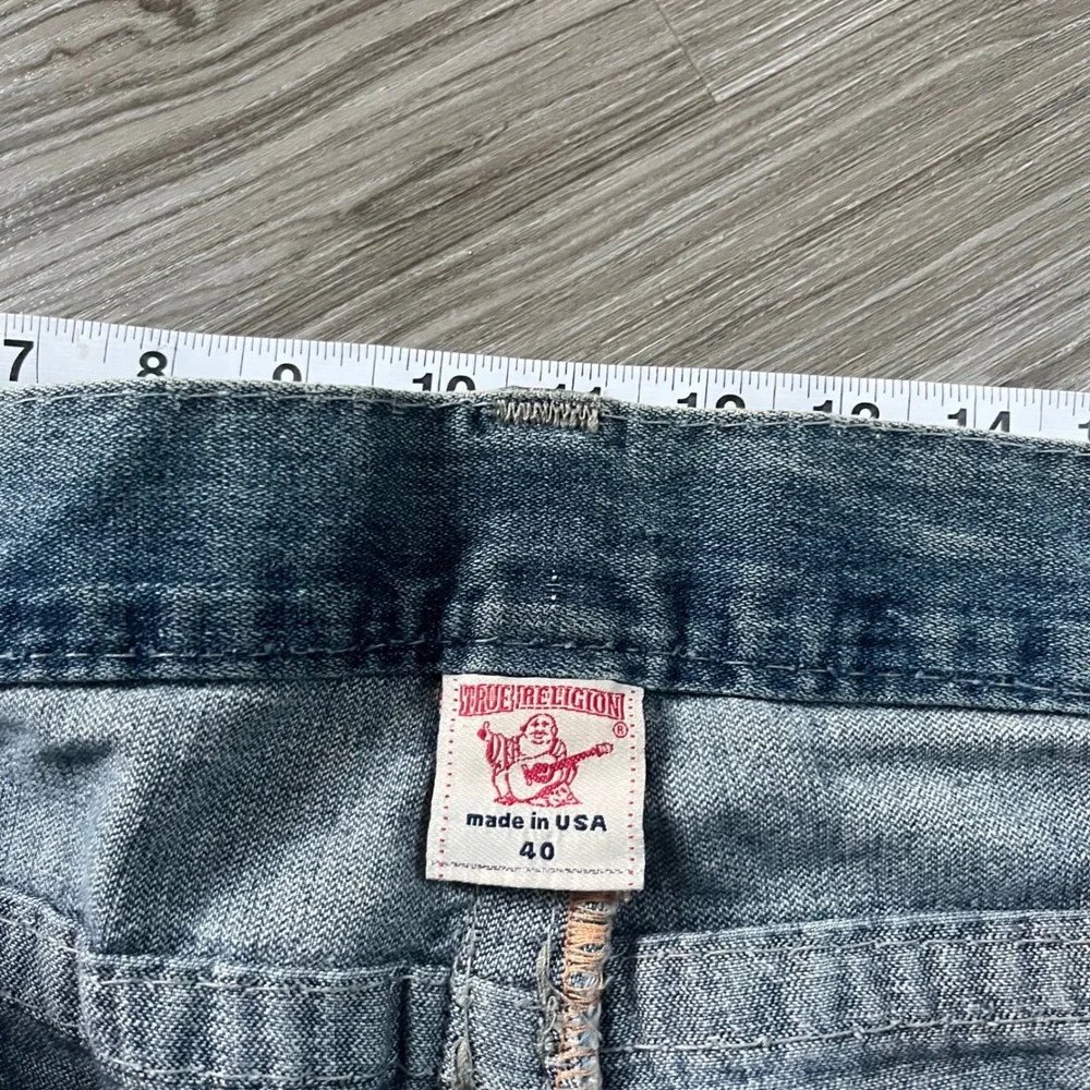 True Religion Billy Super T Jeans Mens 40 Blue Distressed Straight Made in USA